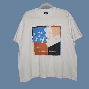 Vintage Missouri Lottery Art Boxy White Single Stitch XL 90s Artist Fruit Loom